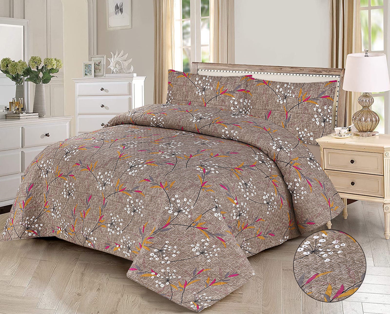 Microfiber Digital Printed Cotton Bed Sperad With 2 Pillows Cover