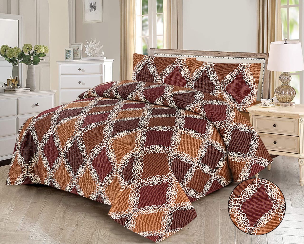 Microfiber Digital Printed Cotton Bed Sperad With 2 Pillows Cover
