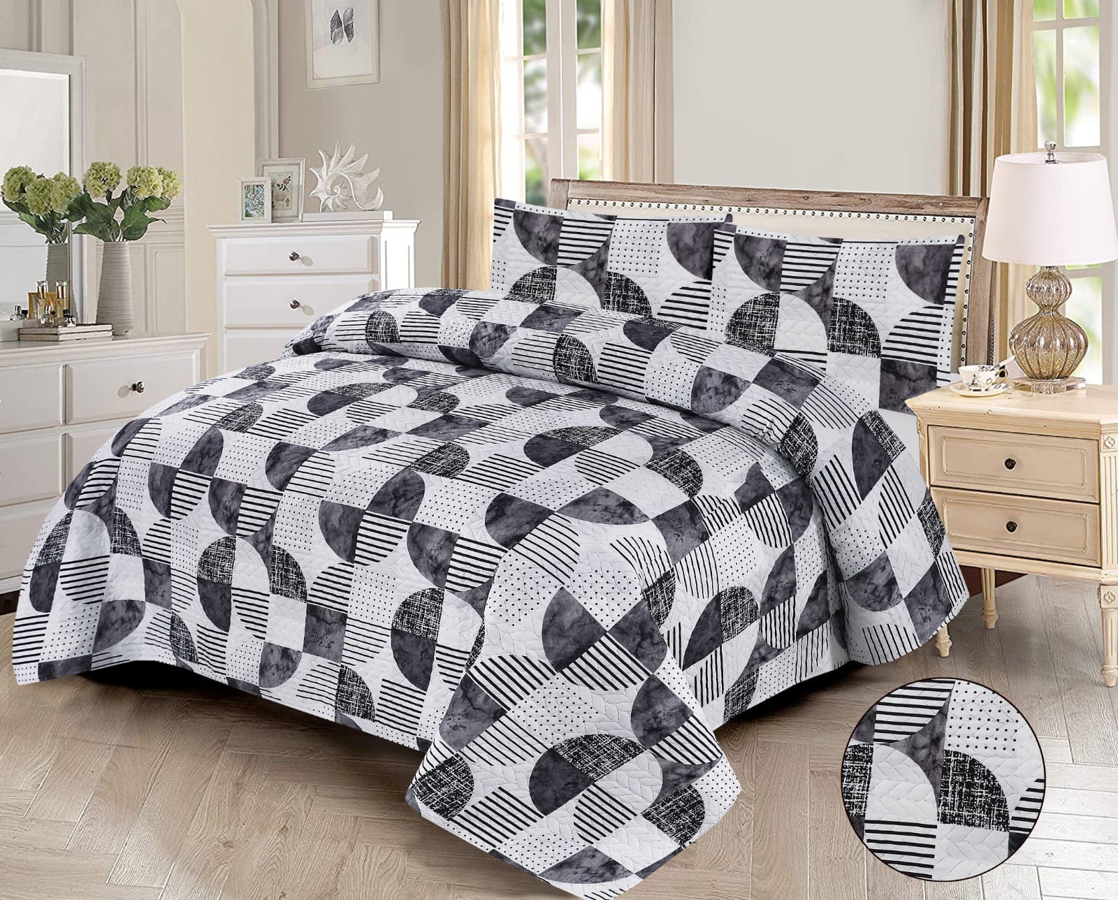 Microfiber Digital Printed Cotton Bed Sperad With 2 Pillows Cover