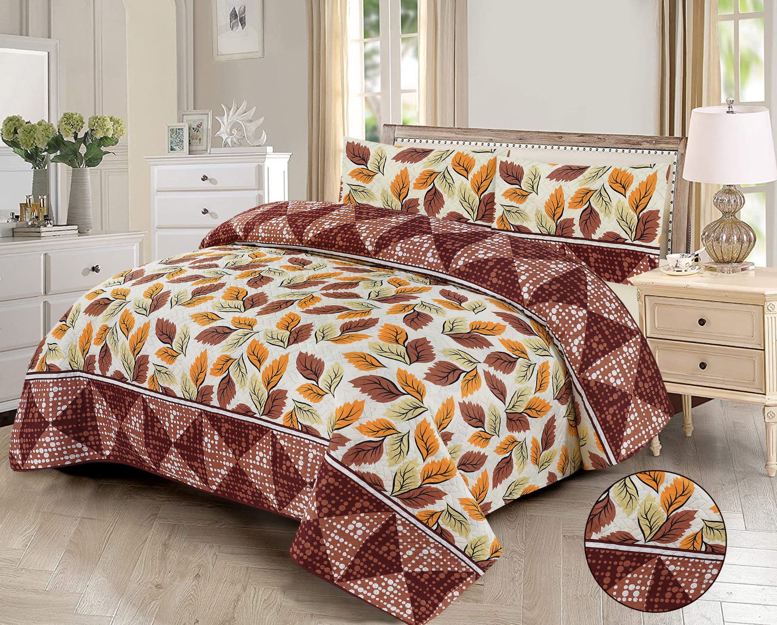 Microfiber Digital Printed Cotton Bed Sperad With 2 Pillows Cover