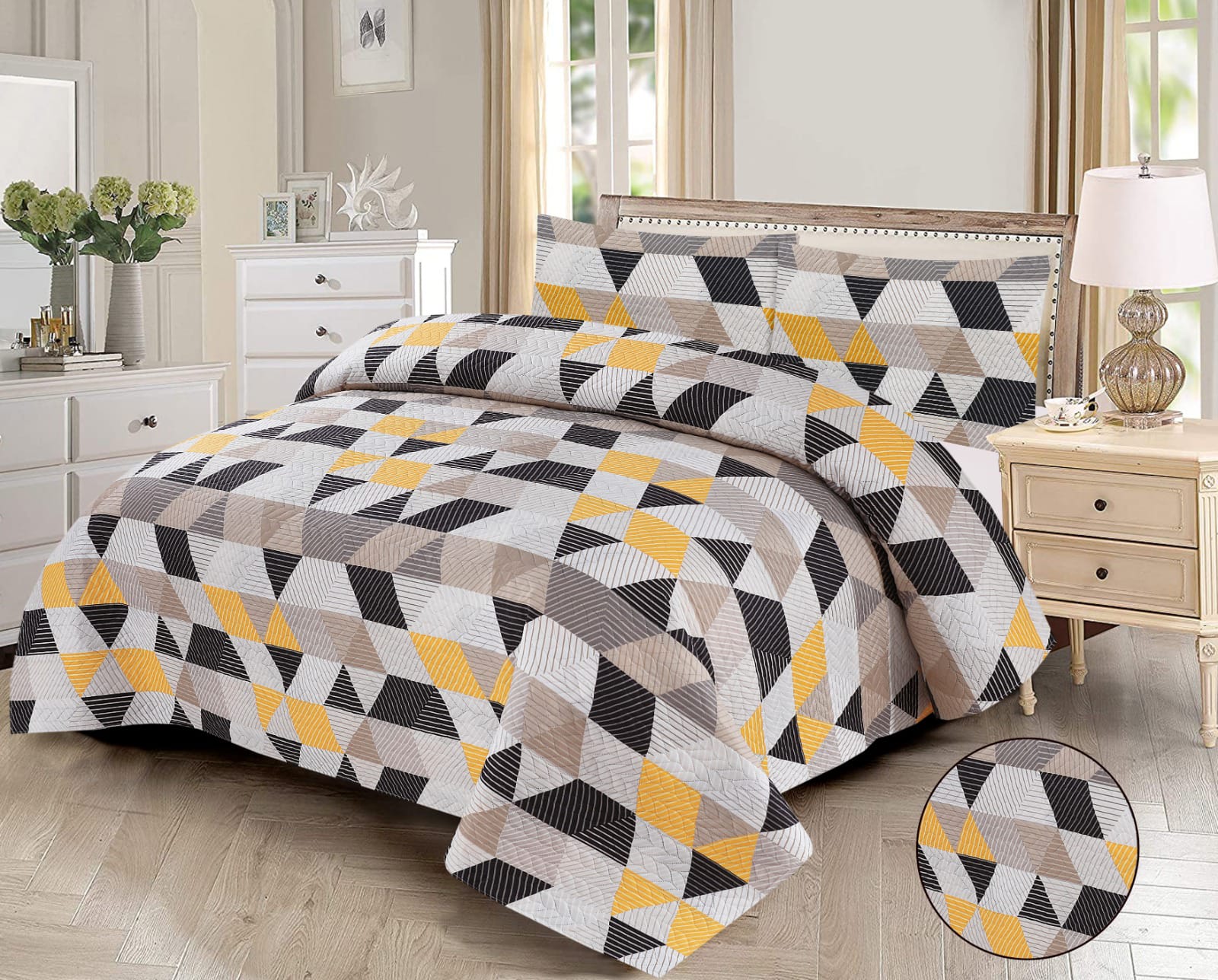 Microfiber Digital Printed Cotton Bed Sperad With 2 Pillows Cover