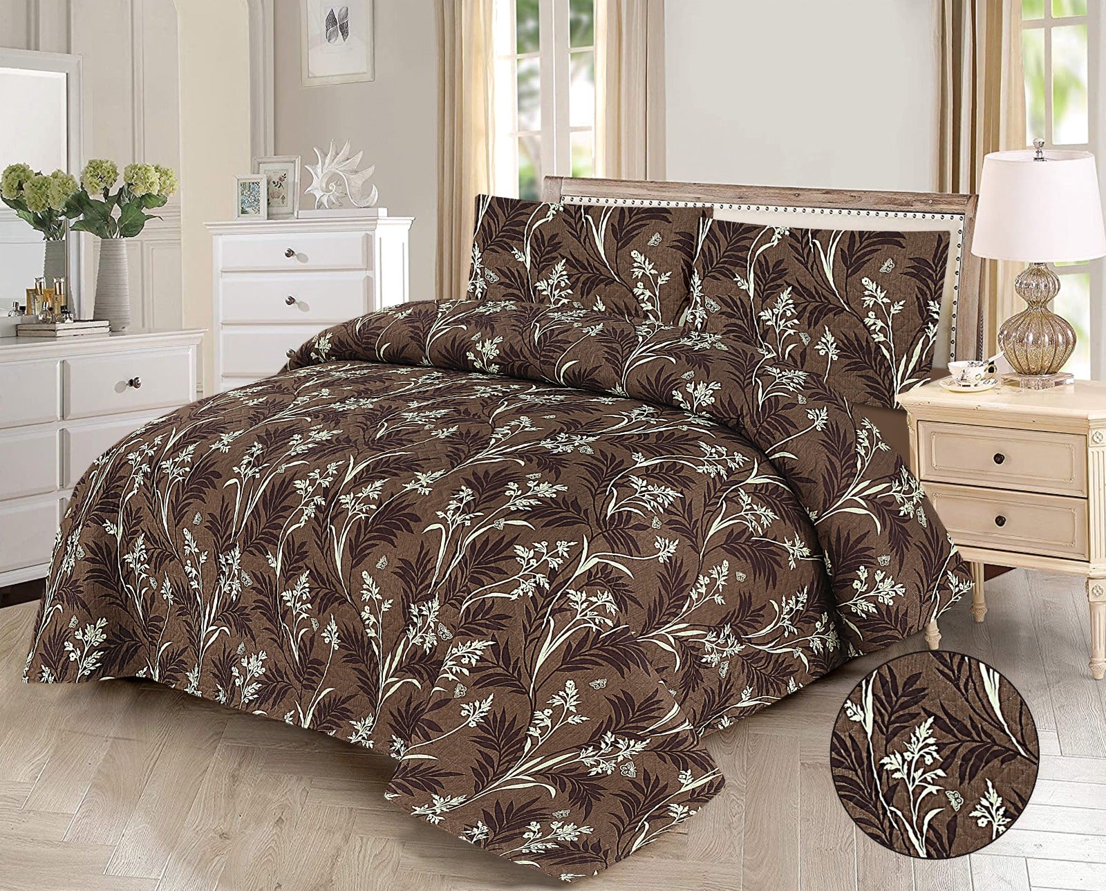 Microfiber Digital Printed Cotton Bed Sperad With 2 Pillows Cover