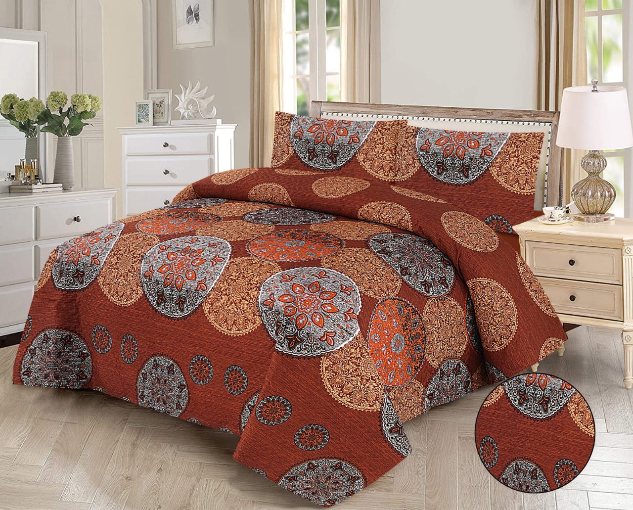 Microfiber Digital Printed Cotton Bed Sperad With 2 Pillows Cover