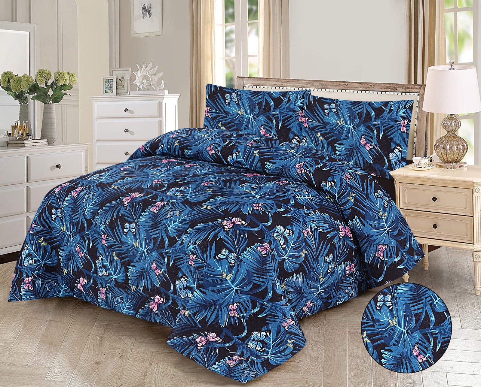 Microfiber Digital Printed Cotton Bed Sperad With 2 Pillows Cover
