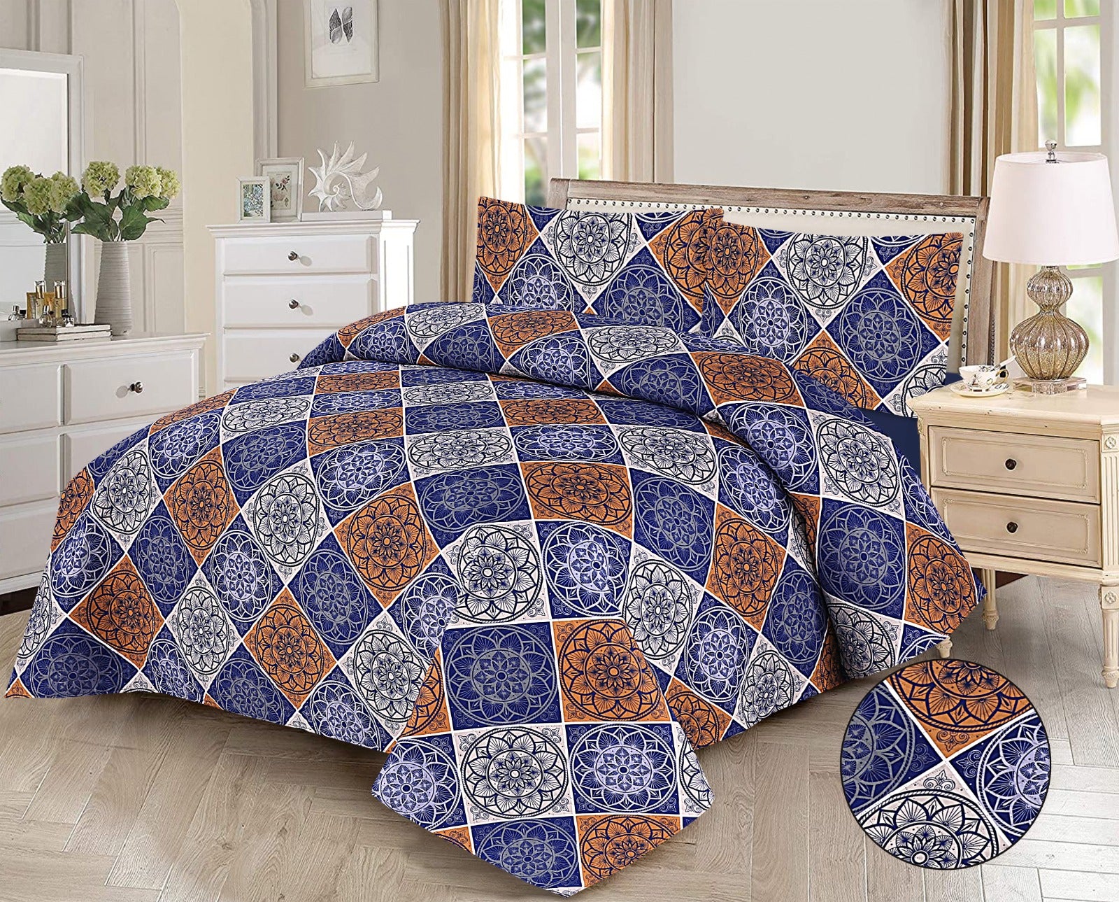 Microfiber Digital Printed Cotton Bed Sperad With 2 Pillows Cover