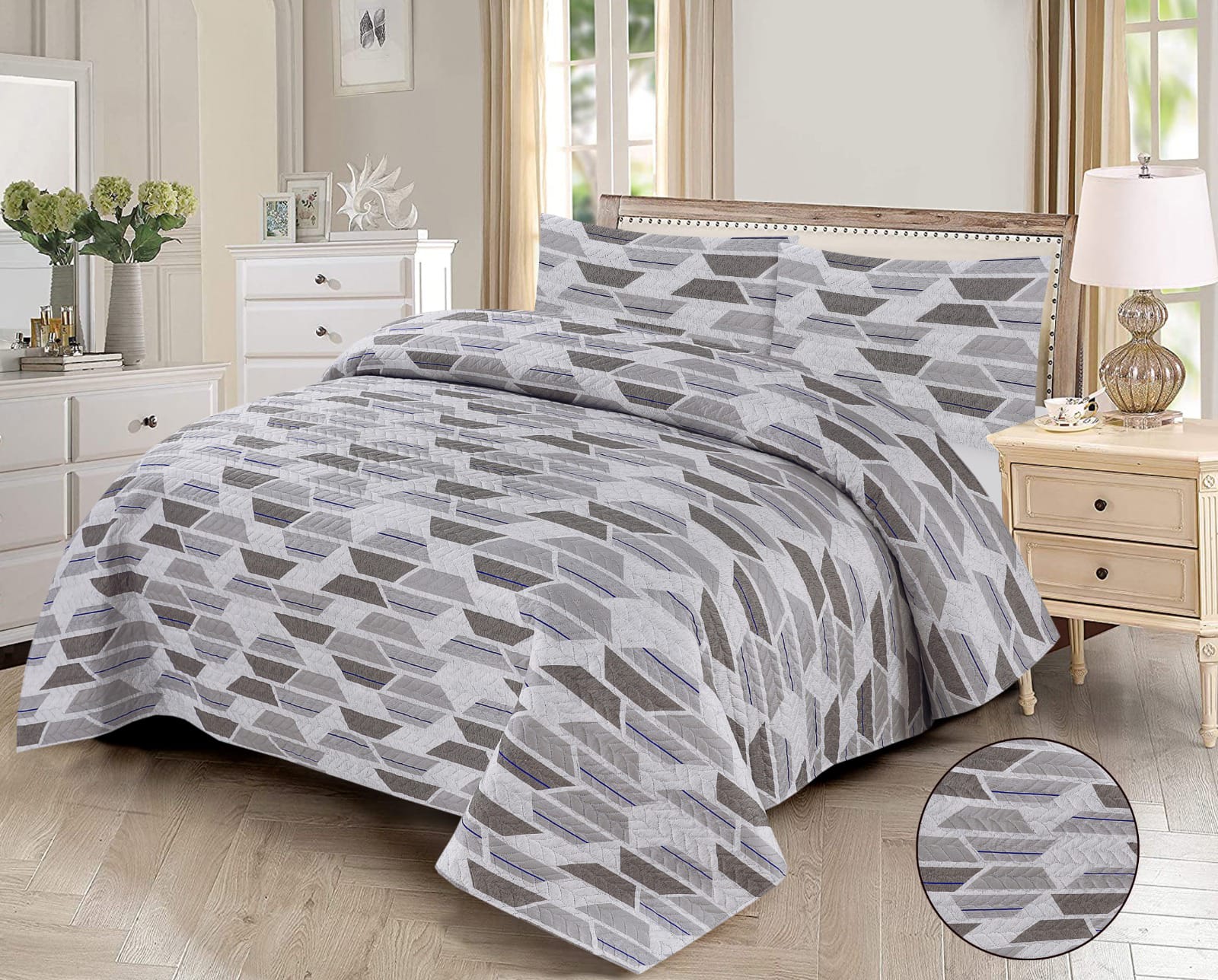 Microfiber Digital Printed Cotton Bed Sperad With 2 Pillows Cover