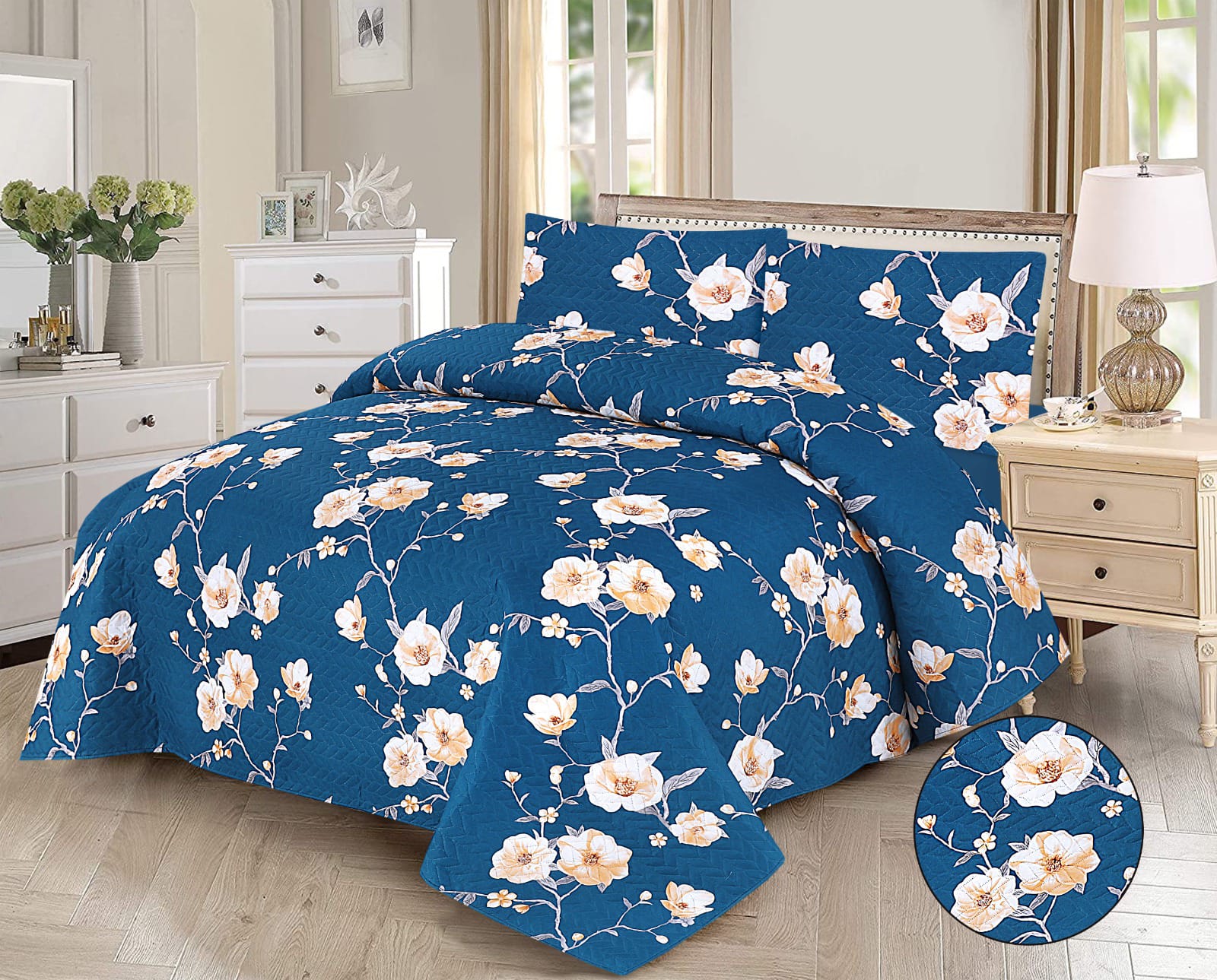 Microfiber Digital Printed Cotton Bed Sperad With 2 Pillows Cover