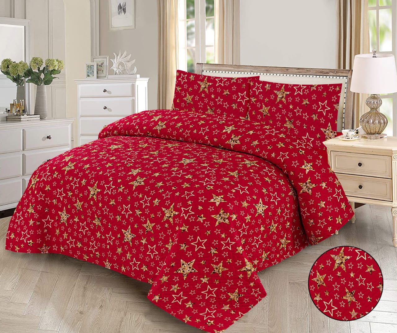 Microfiber Digital Printed Cotton Bed Sperad With 2 Pillows Cover