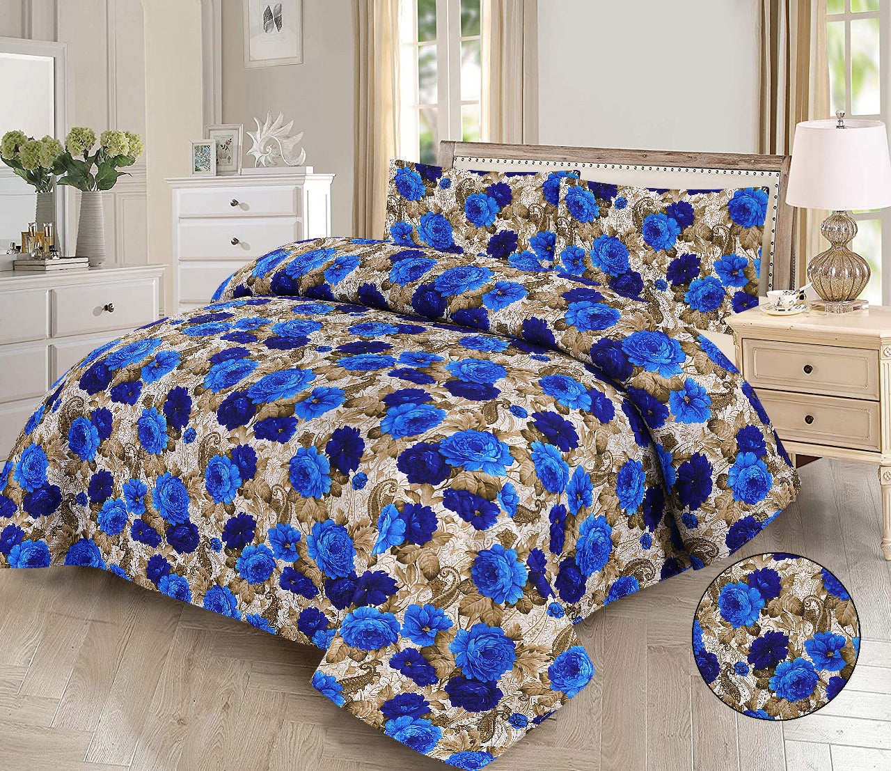 Microfiber Digital Printed Cotton Bed Sperad With 2 Pillows Cover
