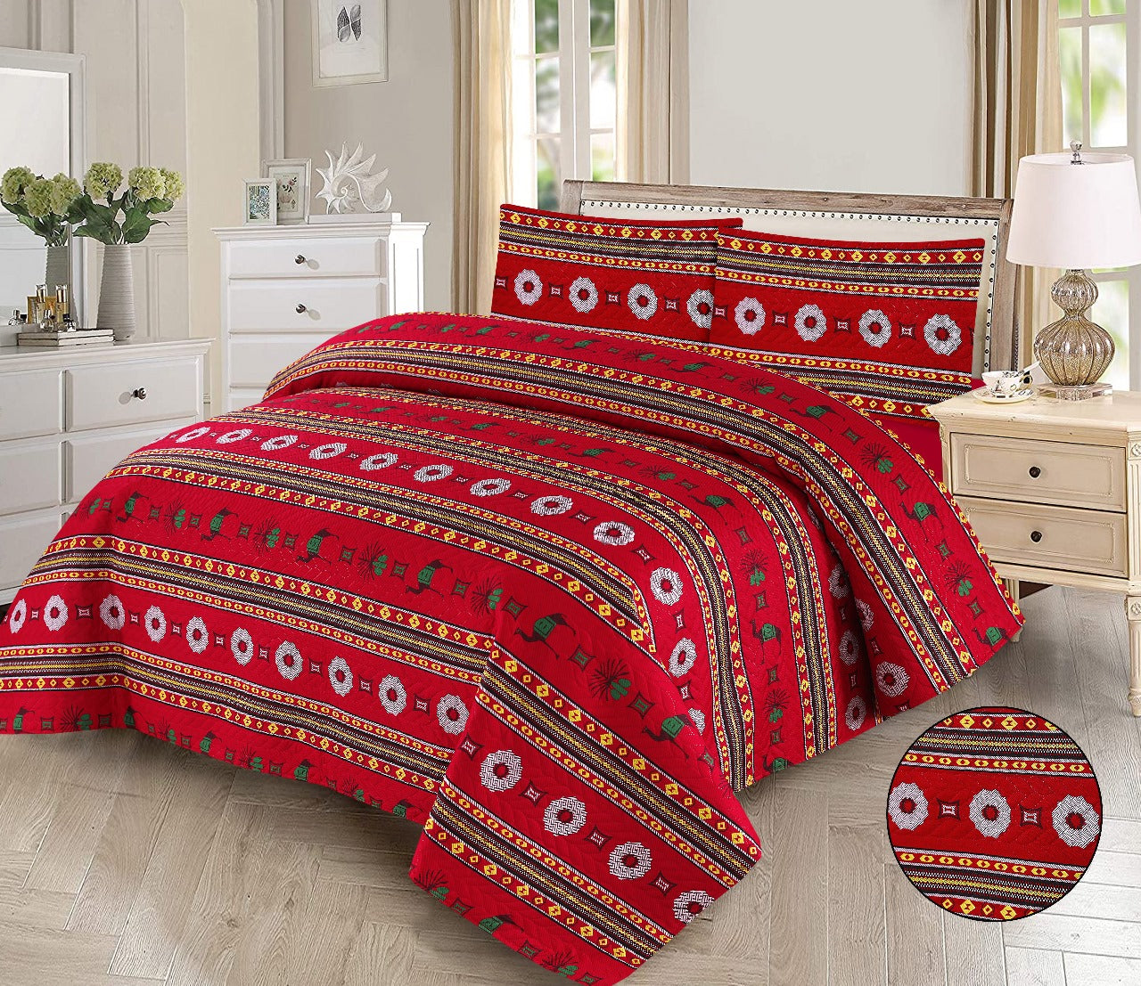 Microfiber Digital Printed Cotton Bed Sperad With 2 Pillows Cover