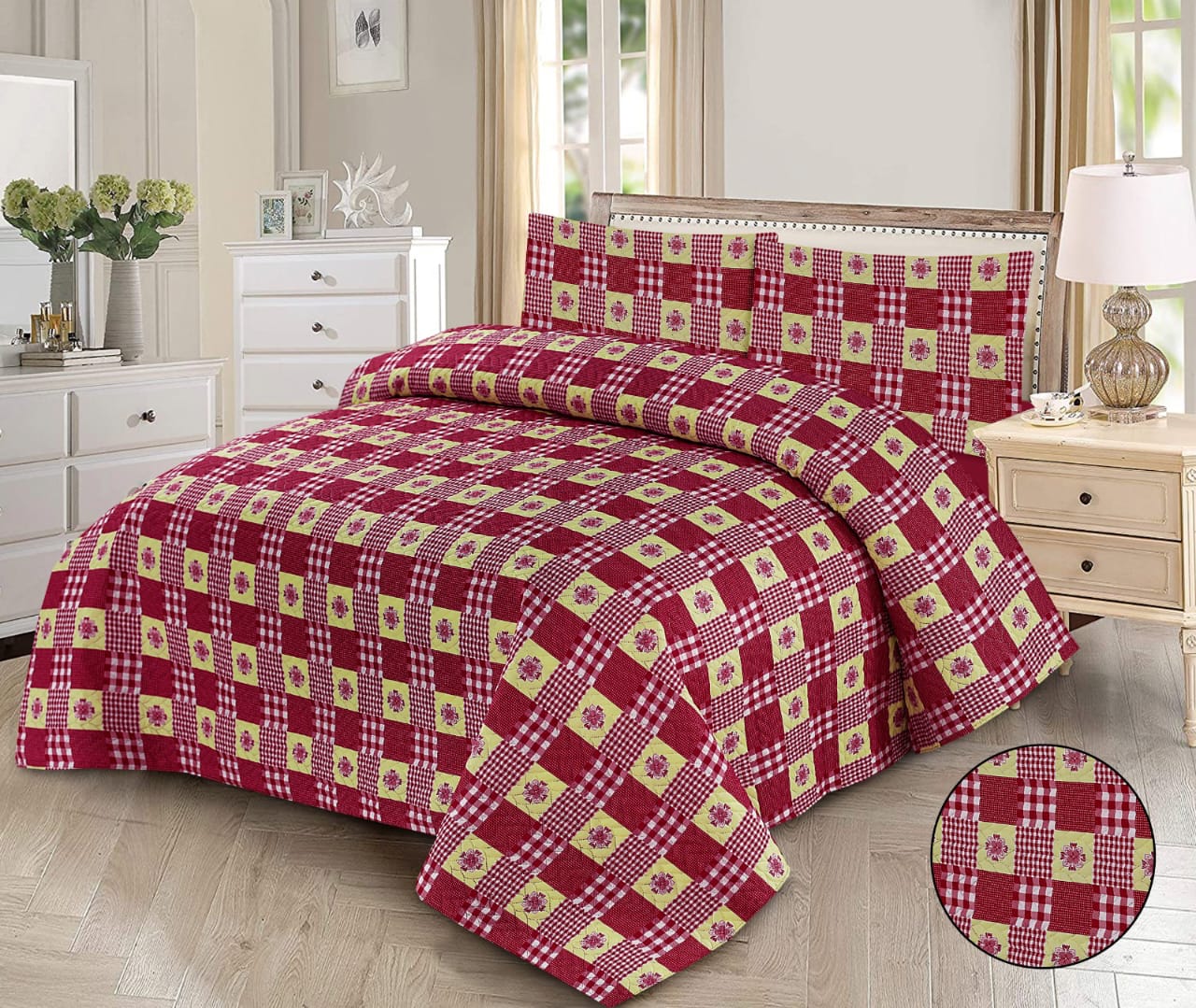 Microfiber Digital Printed Cotton Bed Sperad With 2 Pillows Cover