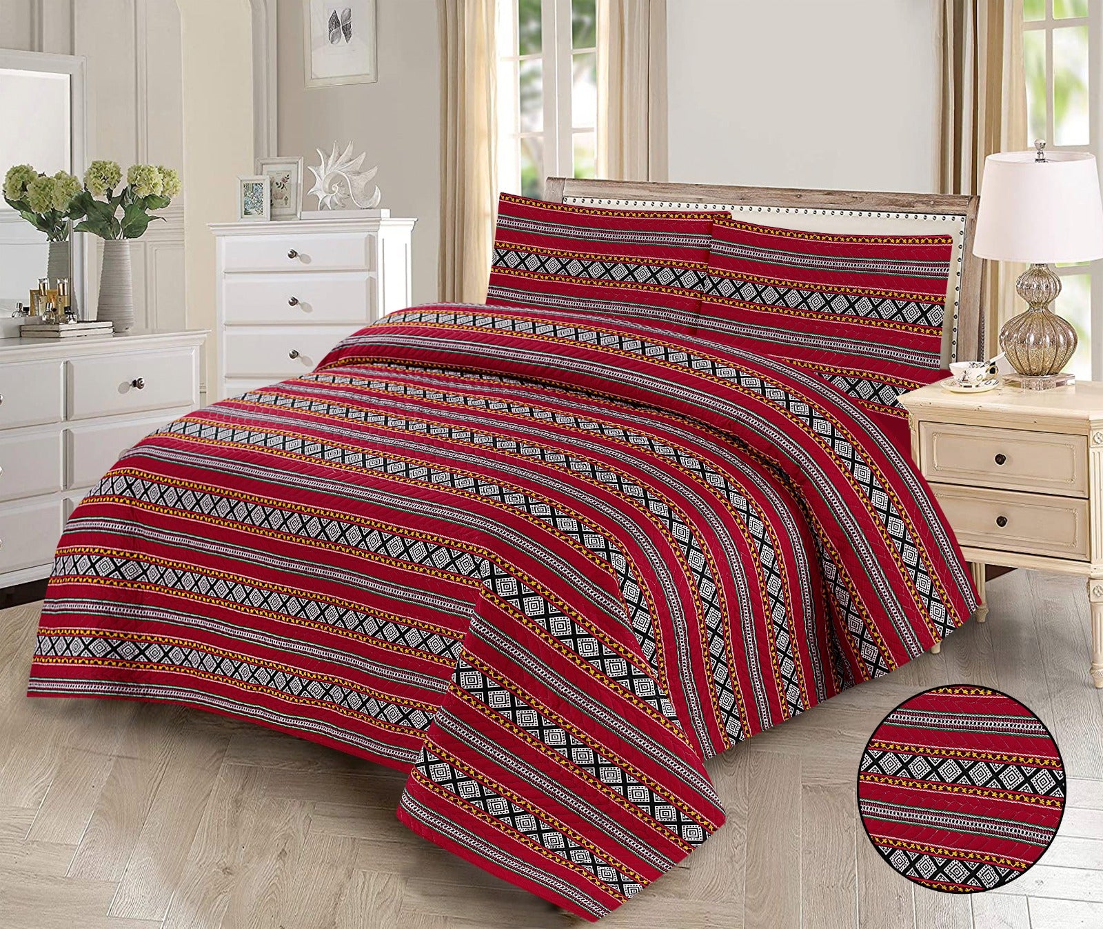 Microfiber Digital Printed Cotton Bed Sperad With 2 Pillows Cover