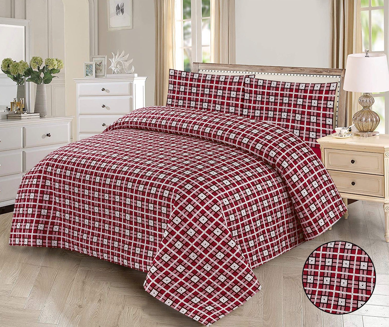 Microfiber Digital Printed Cotton Bed Sperad With 2 Pillows Cover