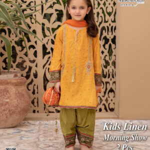 Kids Linen Collection Full Embroidery 2pc Yellow D0054