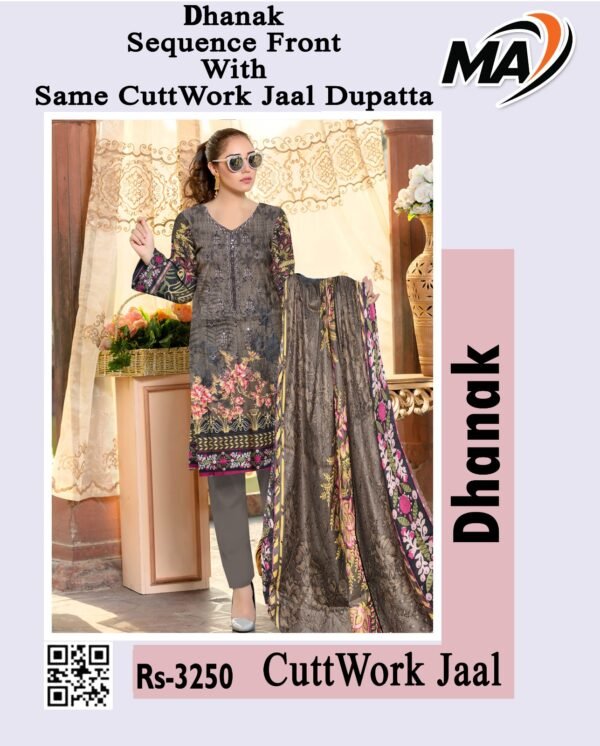 Dhanak  CuttWork Jaal Dupatta 3Piece