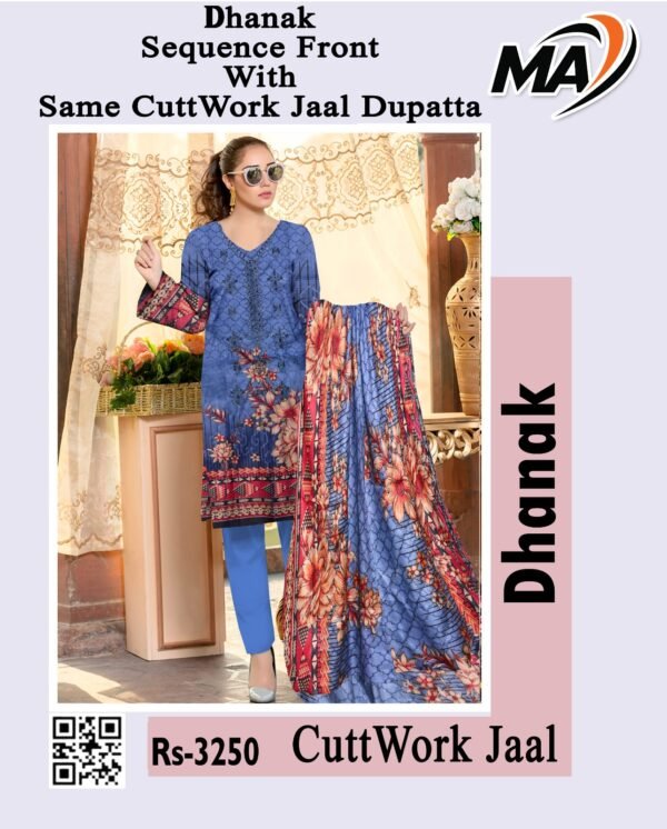 Dhanak  CuttWork Jaal Dupatta 3Piece