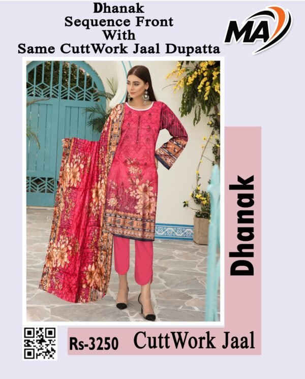 Dhanak  CuttWork Jaal Dupatta 3Piece