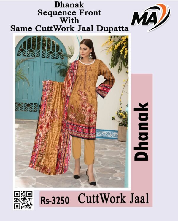 Dhanak  CuttWork Jaal Dupatta 3Piece