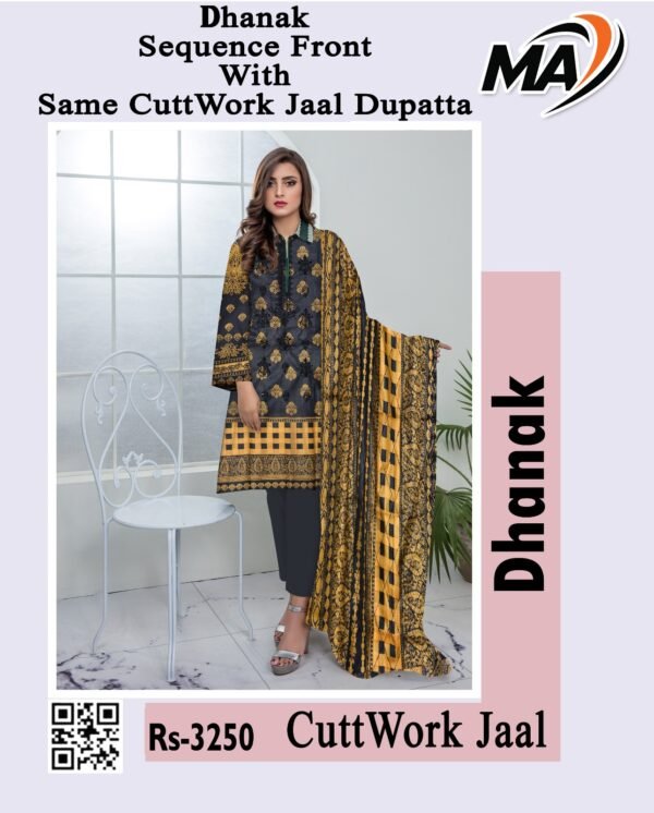 Dhanak  CuttWork Jaal Dupatta 3Piece