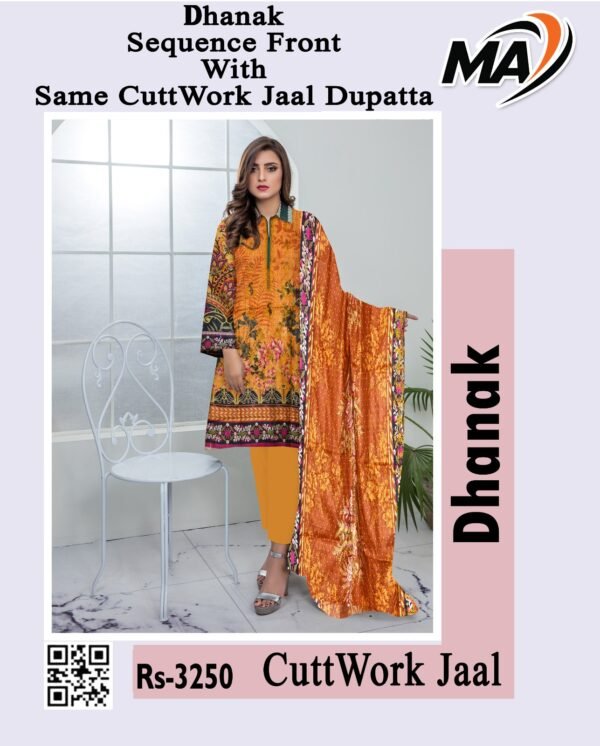 Dhanak  CuttWork Jaal Dupatta 3Piece