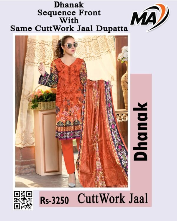 Dhanak  CuttWork Jaal Dupatta 3Piece