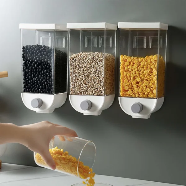 Kitchen Food Storage Easy Press Container Cereal Dispenser Wall Mounted Food Storage Box