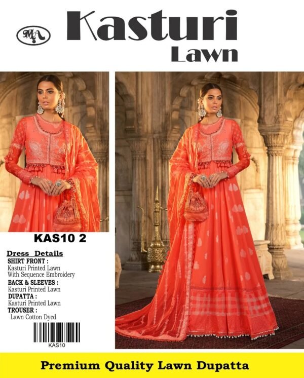 Kasturi Lawn Same Dupatta 3 Piece Embroidered