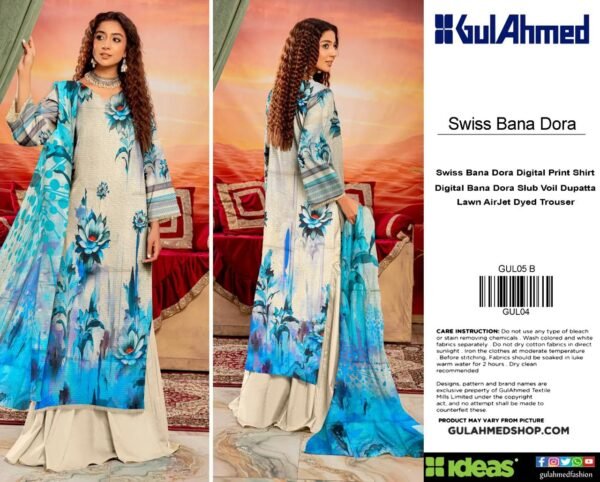 Gul Ahmad Swiss Bana Dora 3Pc Lawn