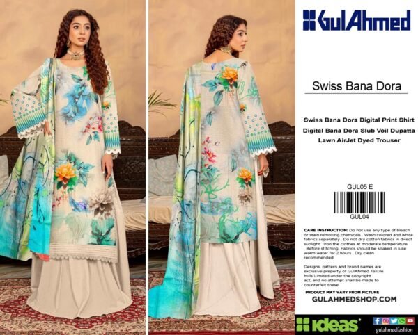 Gul Ahmad Swiss Bana Dora 3Pc Lawn