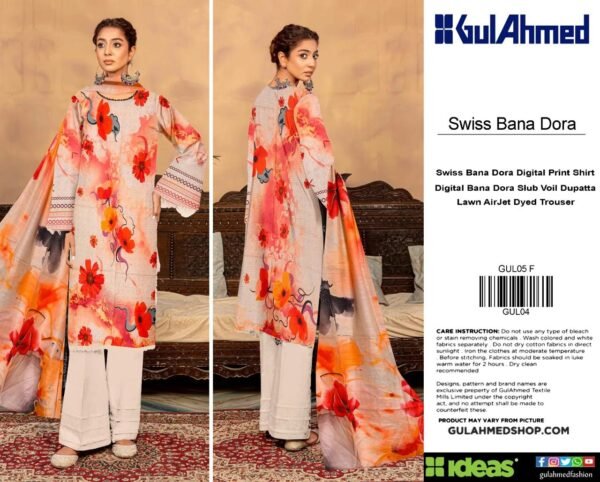 Gul Ahmad Swiss Bana Dora 3Pc Lawn