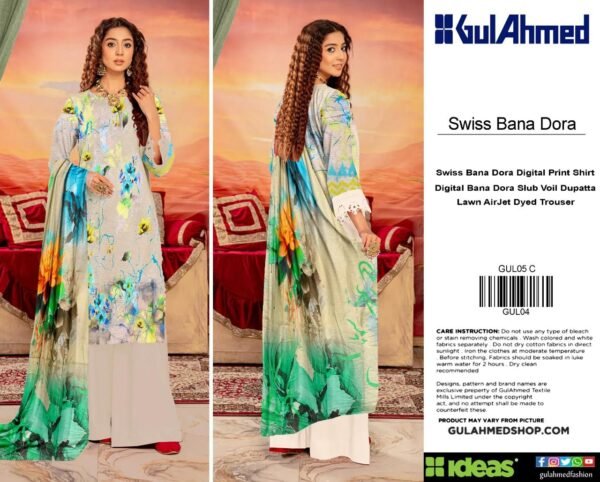 Gul Ahmad Swiss Bana Dora 3Pc Lawn