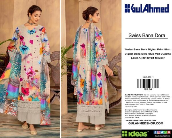 Gul Ahmad Swiss Bana Dora 3Pc Lawn