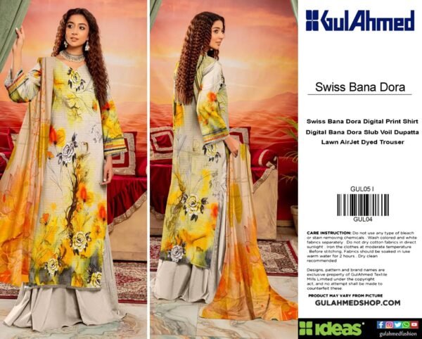 Gul Ahmad Swiss Bana Dora 3Pc Lawn