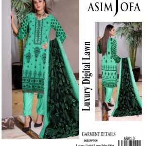 Asim Jofa Digital Lawn With Diamond Slub Shiffli Boring Dupatta