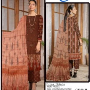 OTM Digital Lawn With Diamond Slub Shiffli Boring Dupatta