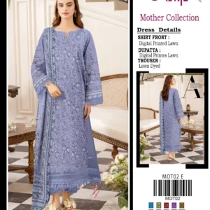 Motifz Mother Collection Lawn  3 Piece Printed