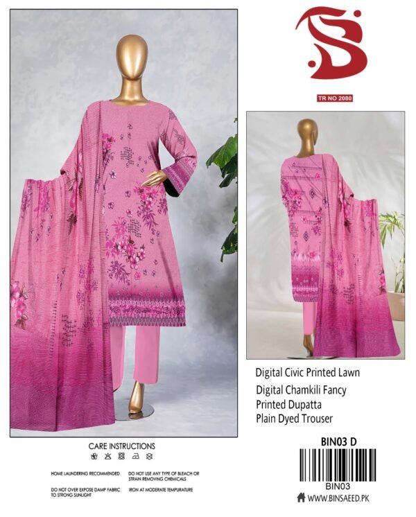 Original Brand “Bin Saeed” 3pc Lawn