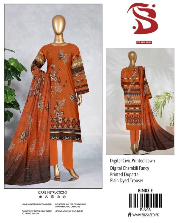 Original Brand “Bin Saeed” 3pc Lawn