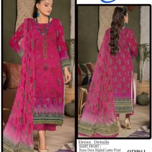 OTM Digital Lawn With Diamond Slub Shiffli Boring Dupatta