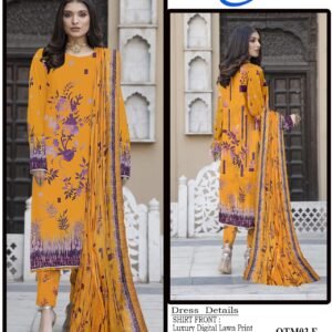 OTM Digital Lawn With Diamond Slub Shiffli Boring Dupatta