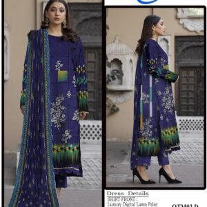 OTM Digital Lawn With Diamond Slub Shiffli Boring Dupatta