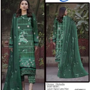 OTM Digital Lawn With Diamond Slub Shiffli Boring Dupatta
