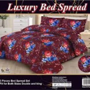 LUXURY QUILTED 3PIECE PRINT BED SPREAD