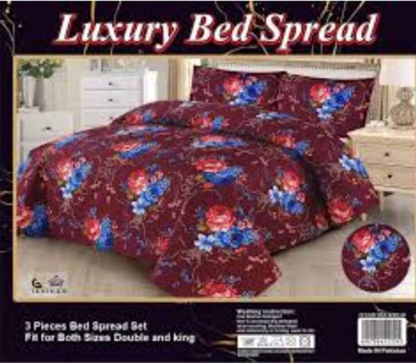 LUXURY QUILTED 3PIECE PRINT BED SPREAD